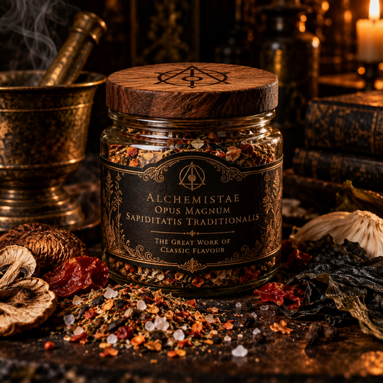 Illustrative Victorian apothecary jar mock-up — The Great Work of Classic Flavour